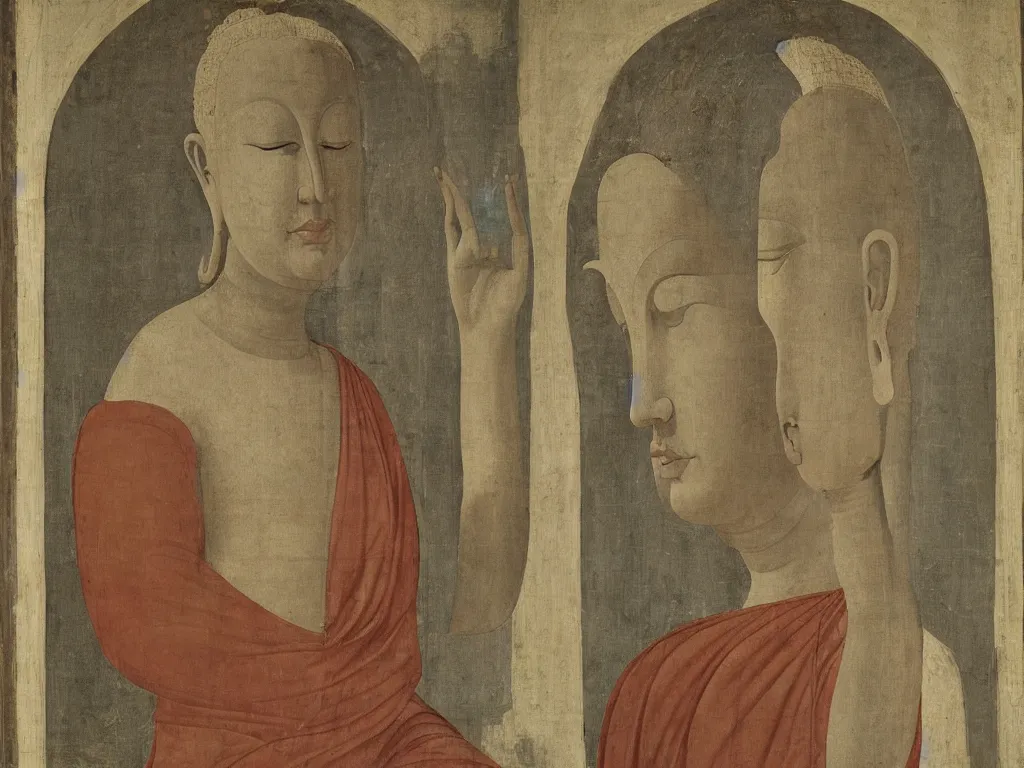 Prompt: Portrait of the Buddha. Piero della Francesca