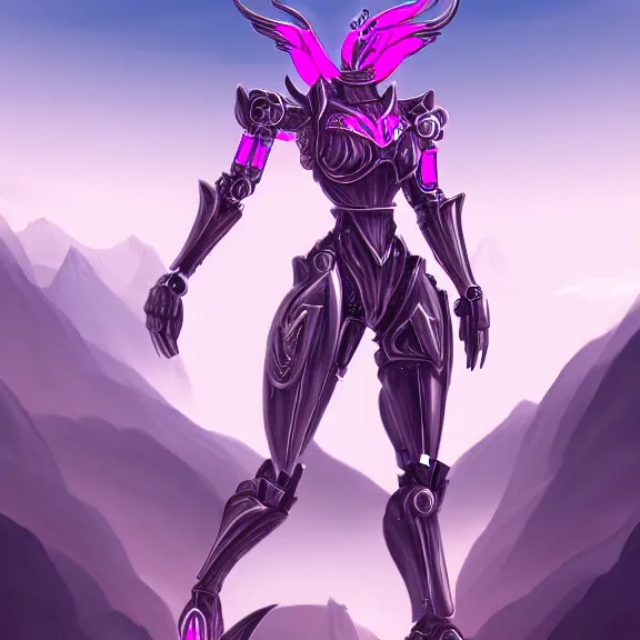 Prompt: extremely detailed fanart of a goddess that's a giant beautiful anthropomorphic robot female dragon, standing majestically over mountains, elegant pose, shiny silver metal armor, fuchsia skin, warframe fanart, high quality digital art, furry art, furaffinity, DeviantArt, 8k HD