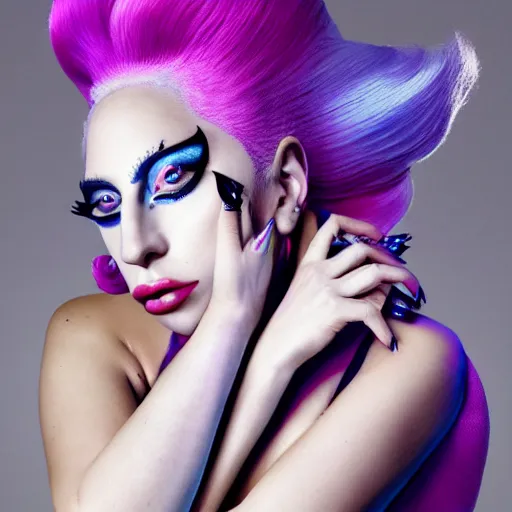 Image similar to lady gaga artpop act 2 album cover shot by nick knight, full body, artpop, jeff koons, canon, highly realistic. high resolution. highly detailed. dramatic. 8 k. 4 k.