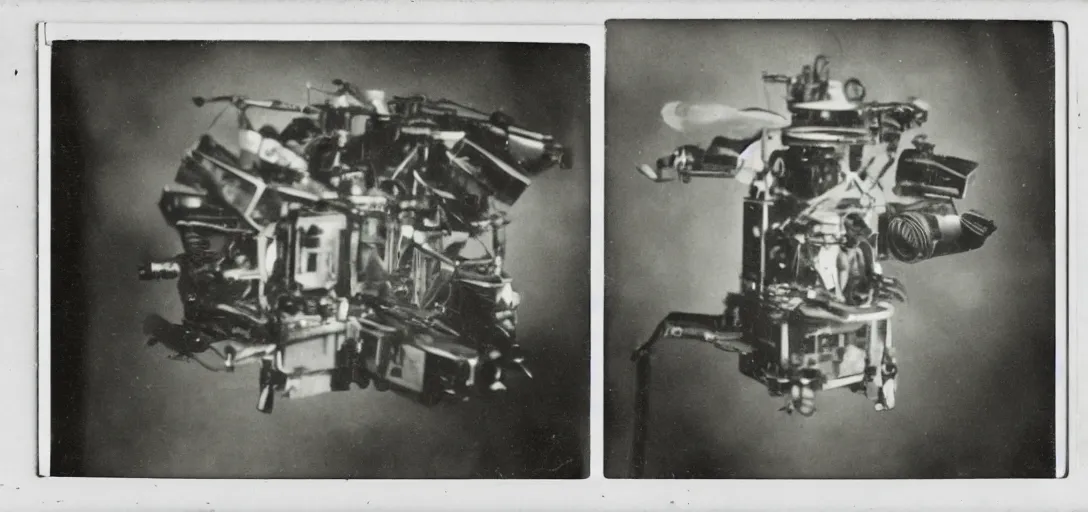 Image similar to aliens, 1910 top-down polaroid photography