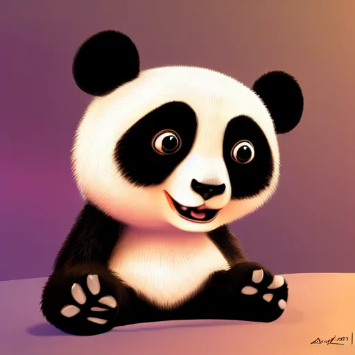 Image similar to a cartoon panda, Disney, digital art, highly detailed, award winning, concept art, intricate, sharp focus, masterpiece, Trending on Artstation HQ, unreal engine 5, 4K UHD image