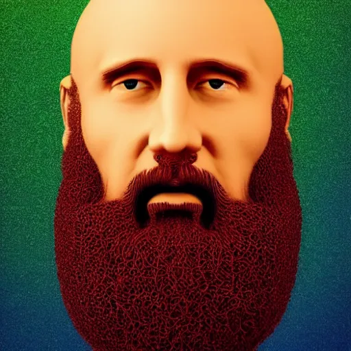 Image similar to Philosophical abstract art! Profile picture. Digital art. 8k resolution. Man made out of hyperbolic functions! Bald with beard.