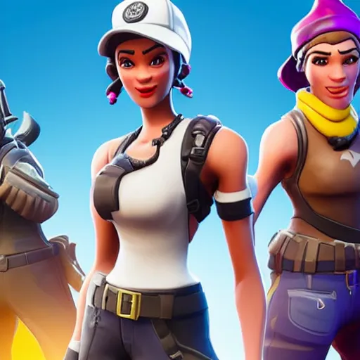 Image similar to Fortnite; girl with short brown hairm, wearing a beret; white shirt ; Fortnite