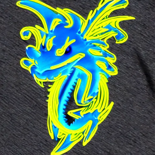 Image similar to neon blue and yellow super cool dragon