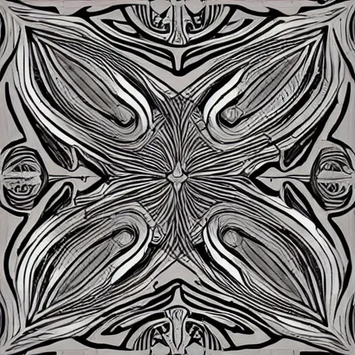 Image similar to and art nouveau floor pattern, scifi inspired, thin lines, black and white