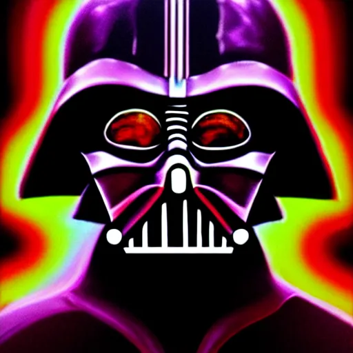 Image similar to An extremely psychedelic portrait of Darth Vader, surreal, LSD, face, detailed, intricate, elegant, lithe, highly detailed, digital painting, artstation, concept art, smooth, sharp focus, illustration