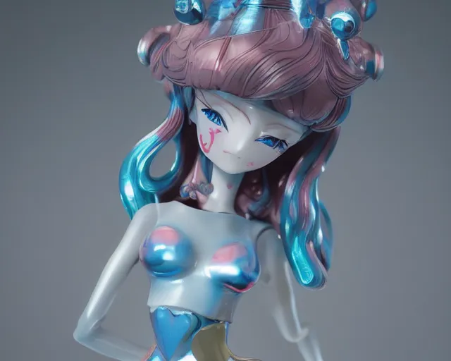 Image similar to James Jean isolated magical girl vinyl figure, figure photography, smooth sharp focus, holographic undertones, anime stylized, high detail, ethereal lighting - H 640