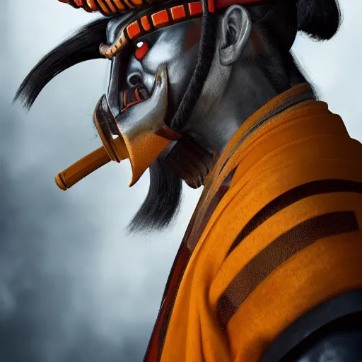 Prompt: portrait of samurai wearing oni mask , 8k, photorealistic, cinematic lighting, HD, high details, dramatic, atmospheric , trending on artstation