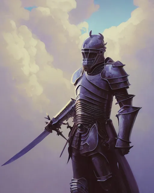 Image similar to highly detailed vfx portrait of a fantasy knight, stephen bliss, unreal engine, greg rutkowski, loish, rhads, beeple, makoto shinkai and lois van baarle, ilya kuvshinov, rossdraws, tom bagshaw, alphonse mucha, global illumination, detailed and intricate environment