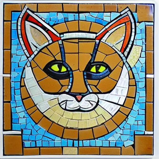 Prompt: detailed tile design, mosaic closeup, depicting anthropomorphic cat doctor