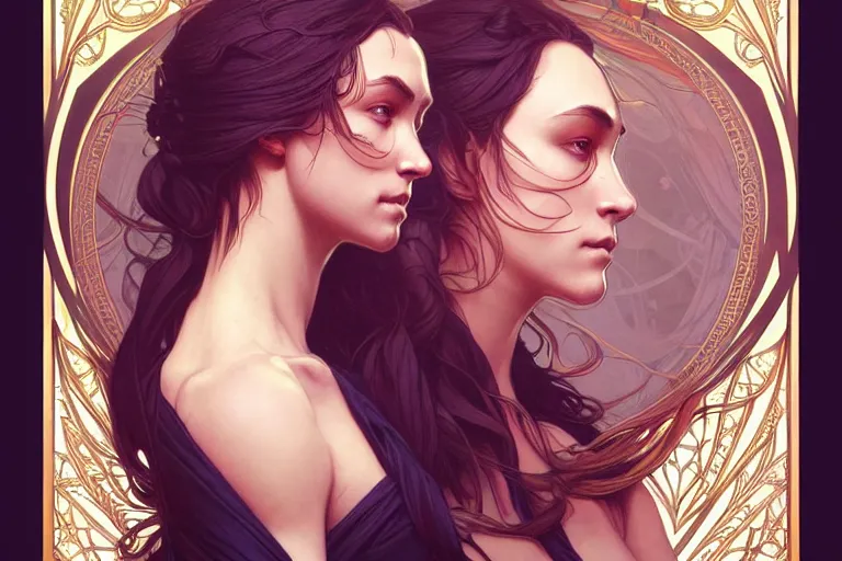 Image similar to symmetry!! intense fanart of gemma as acotar protagonist, intricate, elegant, highly detailed, my rendition, digital painting, artstation, concept art, smooth, sharp focus, illustration, art by artgerm and greg rutkowski and alphonse mucha