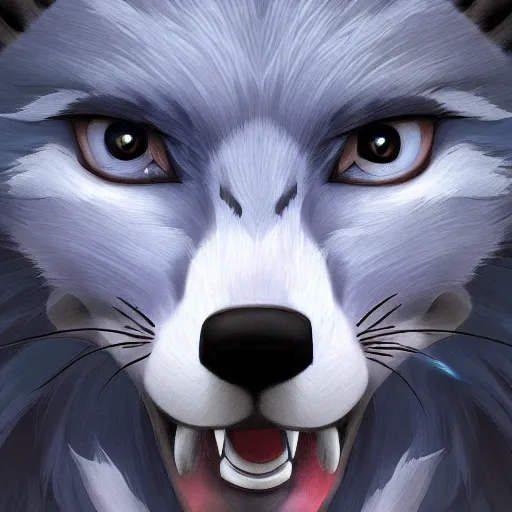 Image similar to art of an anthropomorphic furry style Blue wolf fursona, profile picture, Falvie, trending on artstation