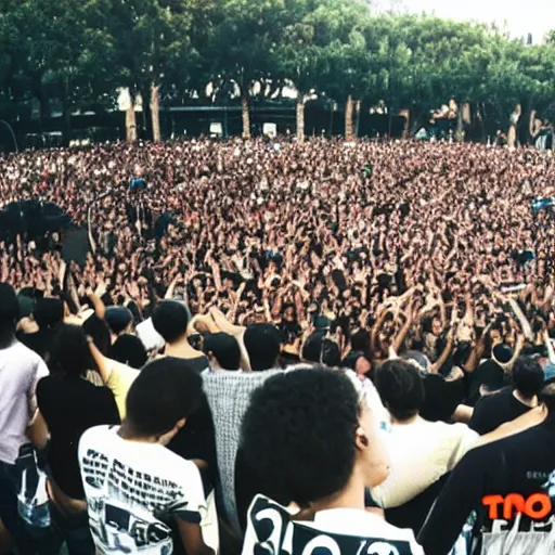 Prompt: lil tecca doing a live concert infront of a huge crowd concert