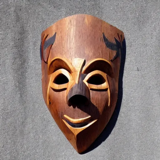 Prompt: wooden plague mask