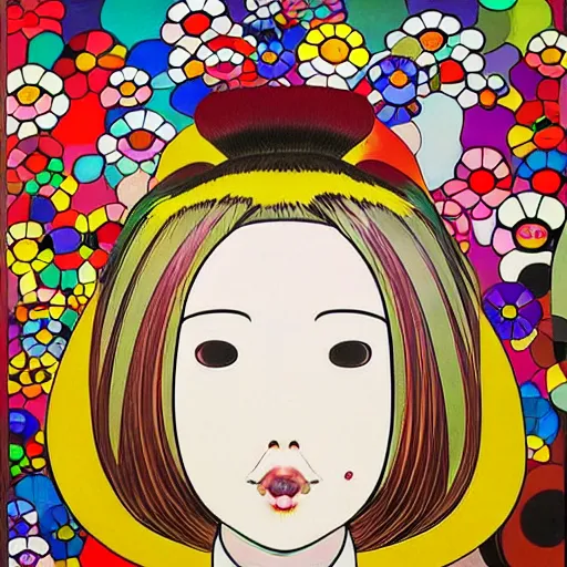 Prompt: a surreal portrait of a girl by takashi murakami