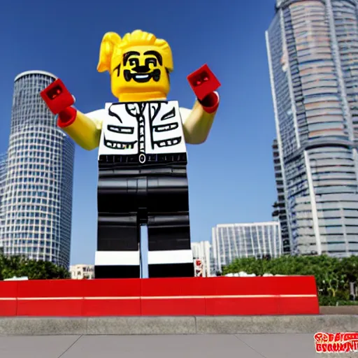 Image similar to a xi jinping lego statue, in the style of synthwave, auoroacore, power,