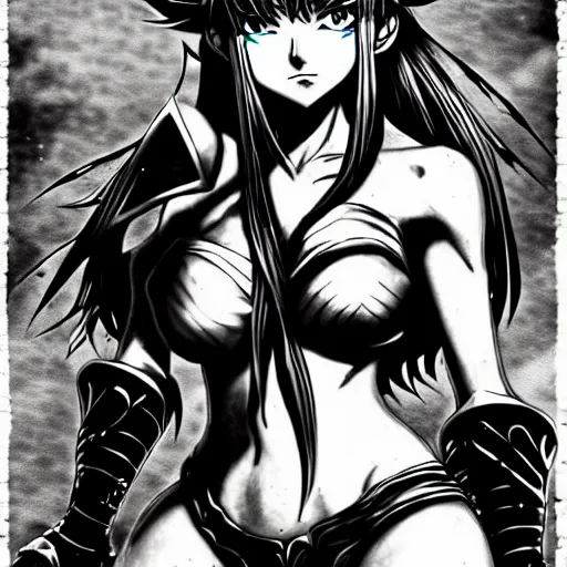 Prompt: Nami champion (league of legends, 2009), artwork by kentaro miura, Kentaro Miura style, Berserk Style, High details, cinematic composition, manga, black and white ink style, a lot of details with ink shadows