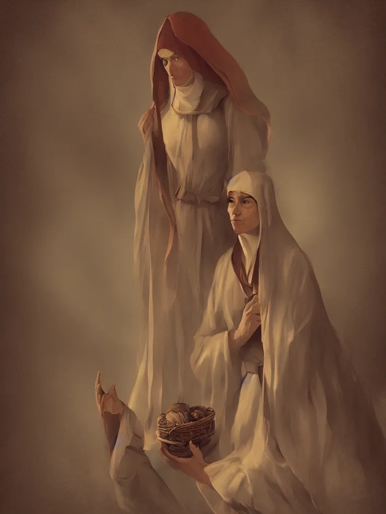 Image similar to religious woman by disney concept artists, blunt borders, rule of thirds