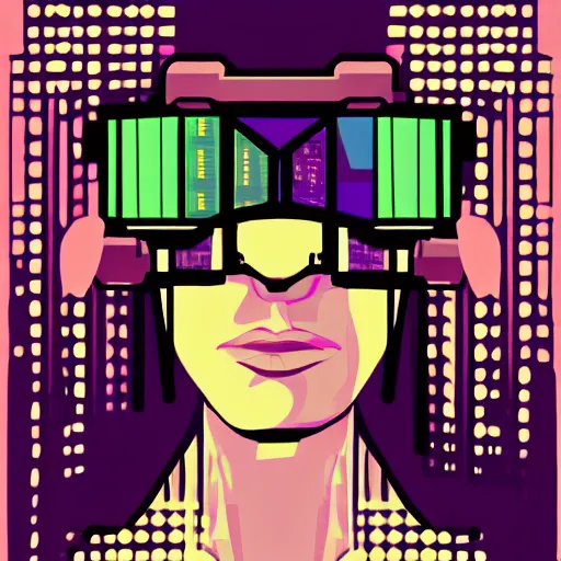 Image similar to whether tis nobler in the mind to suffer, vector graphics, cyberpunk, portrait