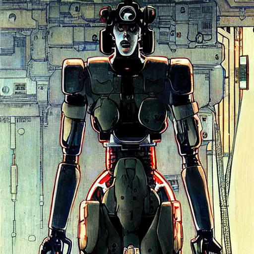 Prompt: Cyborg from Ghost in the shell by Enki bilal and Salvador Dali, cyberpunk, impressive perspective, aesthetic, masterpiece