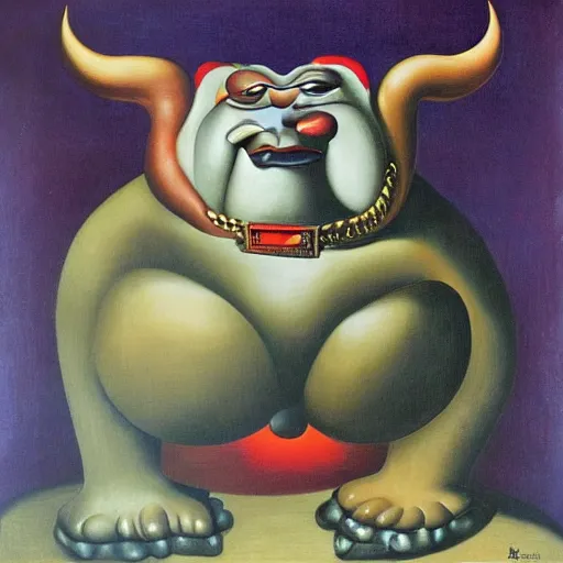 Prompt: colombian devil by botero