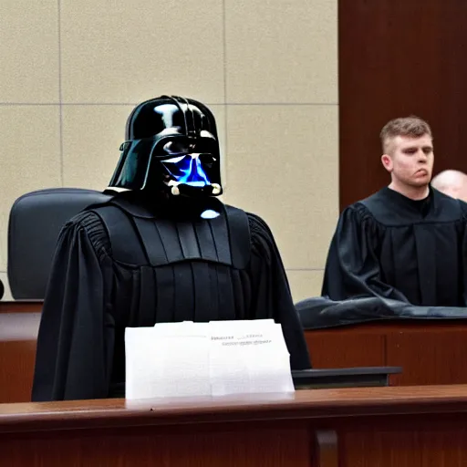 Image similar to dave vader in court working as judge