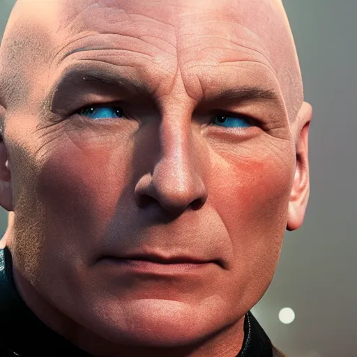 Image similar to Captain Jean-Luc Picard, cinematic photography, 4k, highly detailed, trending on artstation