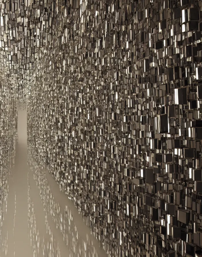 Prompt: a infinite wall of mirrors translucent, invisible. cinematic, hyper realism, 8k, depth of field.