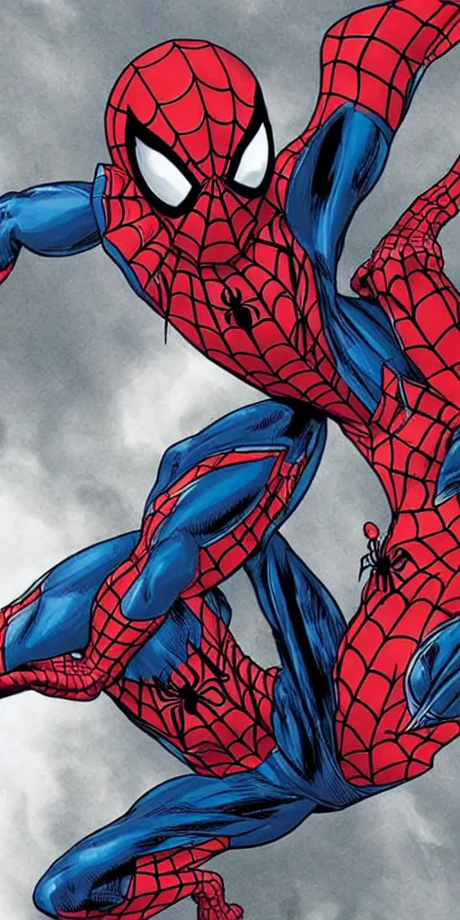 Image similar to Spider-Man's new costume design, intricate webbing