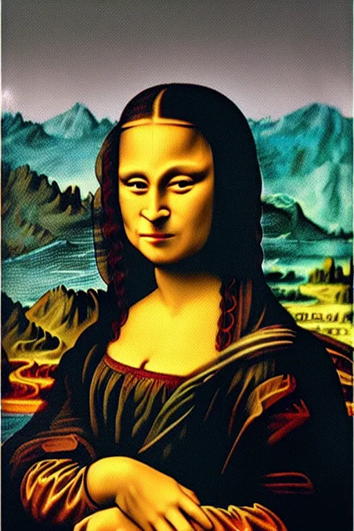 Prompt: “Mona Lisa in the style of Frida Kahlo”