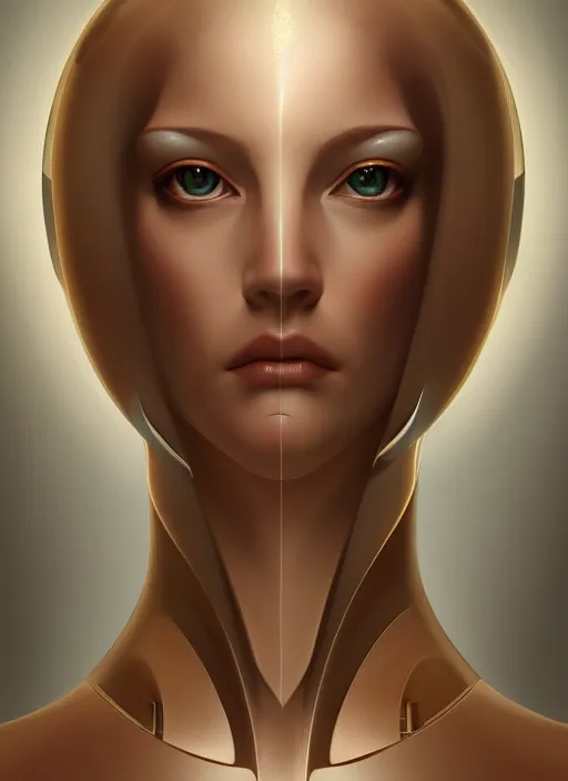 Image similar to portrait of female android, symmetry, intricate, elegant, highly detailed, smooth, sharp focus, concept art, digital painting, illustration, artstation, by fra angelico and sandro botticelli