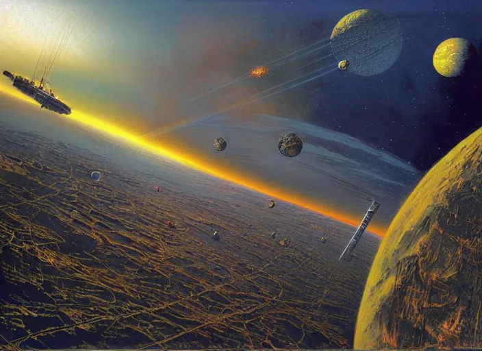 Image similar to trillion year spree, matte painting, peter elson