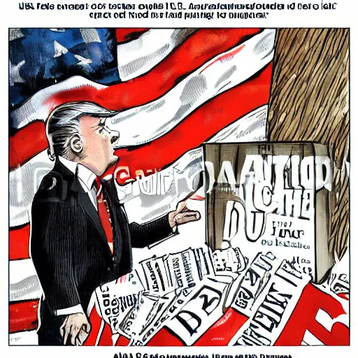 Prompt: Political cartoon from U.S.newspaper, digital painting, artstation