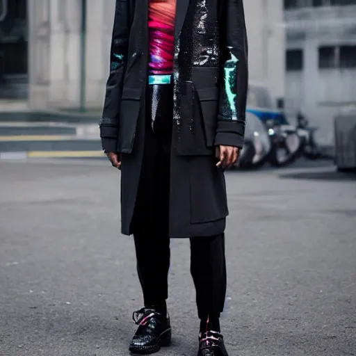 Image similar to futuristic menswear street fashion