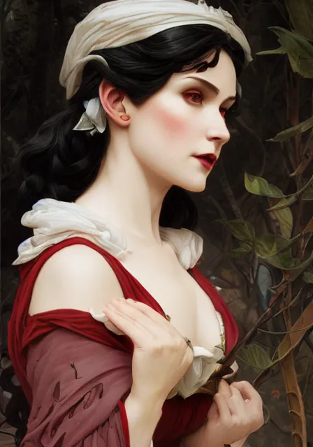 Prompt: evil demon snow white, intricate, elegant, highly detailed, digital painting, artstation, concept art, smooth, sharp focus, illustration, art by artgerm and greg rutkowski and alphonse mucha and william - adolphe bouguereau
