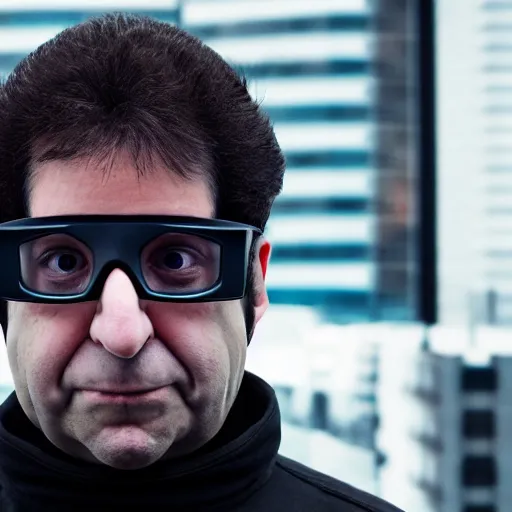 Image similar to kevin mitnick as a bank robber, radiant skin, huge anime eyes, perfect face, directed gaze, dslr, vfx, symmetric balance, polarizing filter, photolab, lightroom, 4 k, dolby vision, photography award