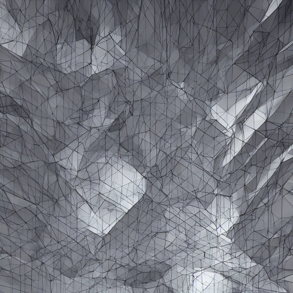 Image similar to a multi layer of forms and shapes intersecting with voids architecture render