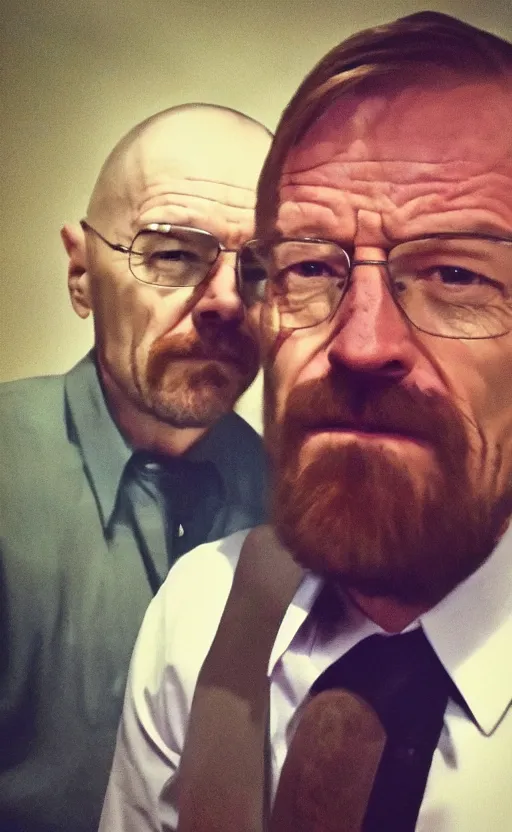 Image similar to img _ 0 4 2 4. jpg. candid walter white selfie. snapchat, instagram, hashtags, accidental photo,