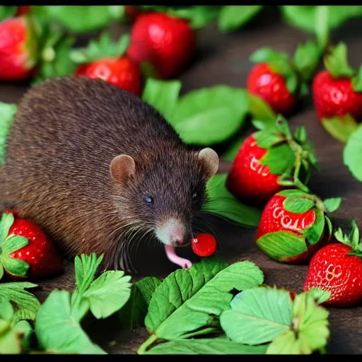 Image similar to photo of a blind marsupial mole eating strawberries-W 1024