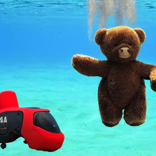 Image similar to Teddy bears working on new AI research underwater with 1990s technology