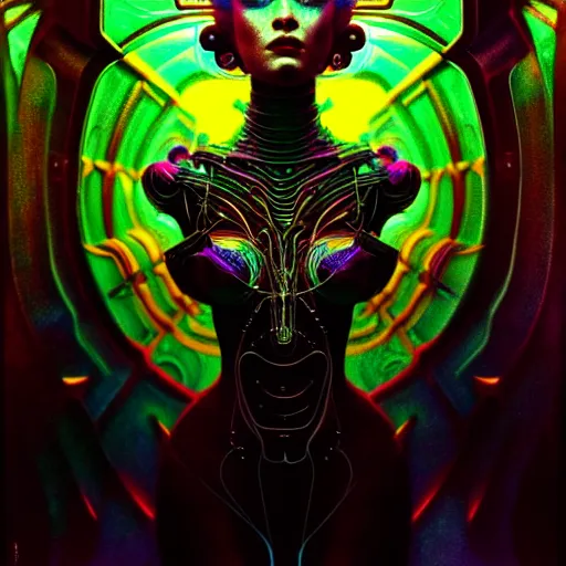 Image similar to extremely psychedelic beautiful brutalist cyborg organism infected by night. intricate, elegant, highly detailed, extremely lifelike photorealistic digital painting, artstation. steichen, gaston bussiere, tom bagshaw, brutalist cyberpunk alphonse mucha, geiger. elegant minimalism. anatomically correct. sharp focus. black. surreal lush cosmic hallucination