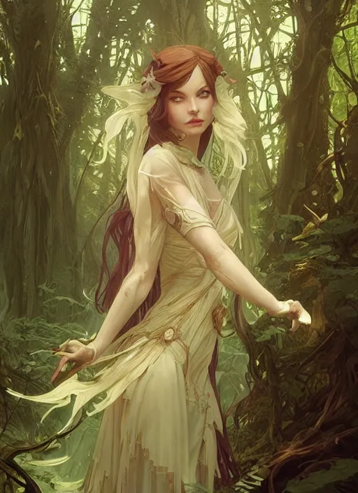 Image similar to a beautiful cute young demon princess in a forest, D&D, fantasy, intricate, cinematic lighting, highly detailed, digital painting, artstation, concept art, smooth, sharp focus, illustration, art by Terry Moore and Greg Rutkowski and Alphonse Mucha