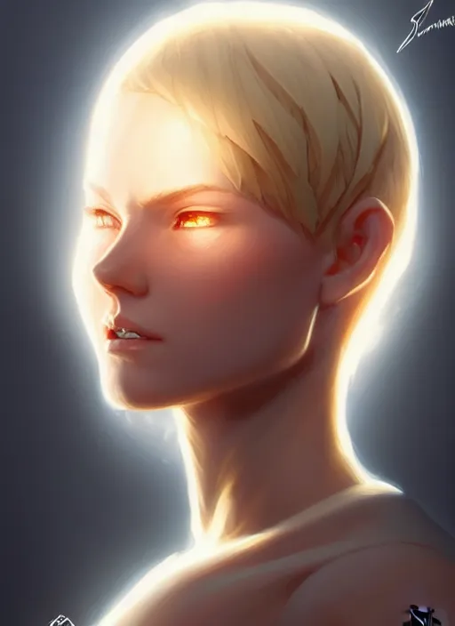 Prompt: digital character concept art by artgerm and greg rutkowski and sylvain sarraih. clear portrait of a shy modern wife blessed by god to grow immaculately fertile and perfect!! blonde, in clothes! holy body! light effect. hyper detailed, glowing lights!! intricate, elegant, digital painting, artstation, smooth, sharp focus