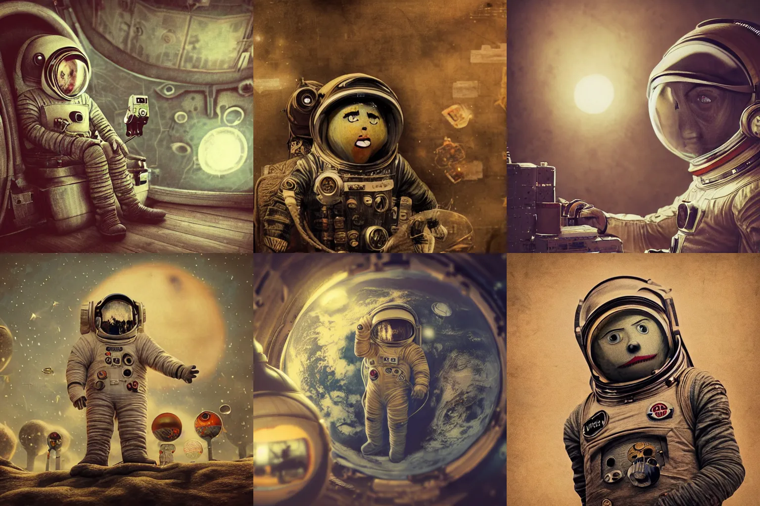 Prompt: Alexander Jansson Style, vintage astronaut taking photos, Realistic, Many Details, Ultra Detailed, Octane Render, Real Engine 5 Cinematic, Realistic, Intricate Detail, Finely Detailed, Small Details, Extra Detail, Extra Detail, Extra Detail, Extra Detail More details, tiny details, high resolution, 3D, PBR, path tracing, volumeric lighting, octane render, Arnold Render, 8k