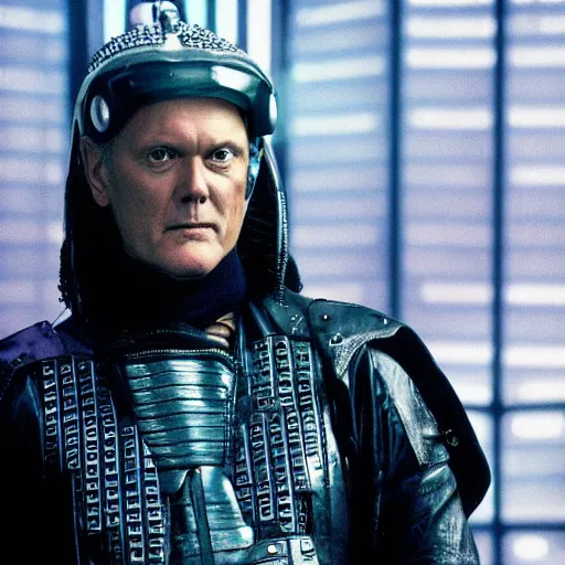 Image similar to Anthony Head as Cyberpunk Uther