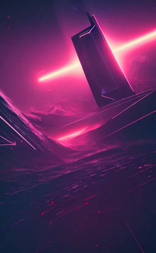 Image similar to a love affair with doubt, dark retrowave, glitch art, interstellar, beautifully lit, by Sophie Anderson, artstation, unreal engine