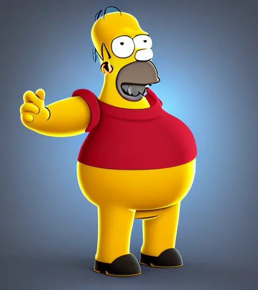 Image similar to Homer simpson but obese, 3d render, professional blender render