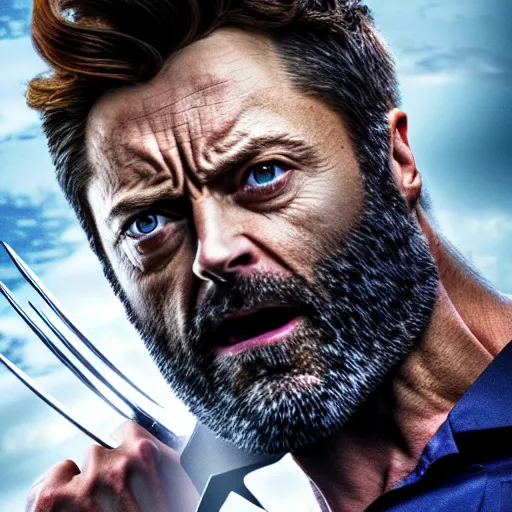 Image similar to x - men's wolverine played by nick offerman, photorealistic logan marvel movie still, detailed 8 k, poster style, high resolution