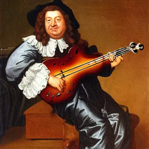 Prompt: bach playing bass guitar