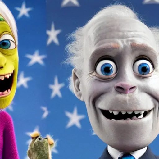 Prompt: Joe Biden as a monster in Monsters Inc.